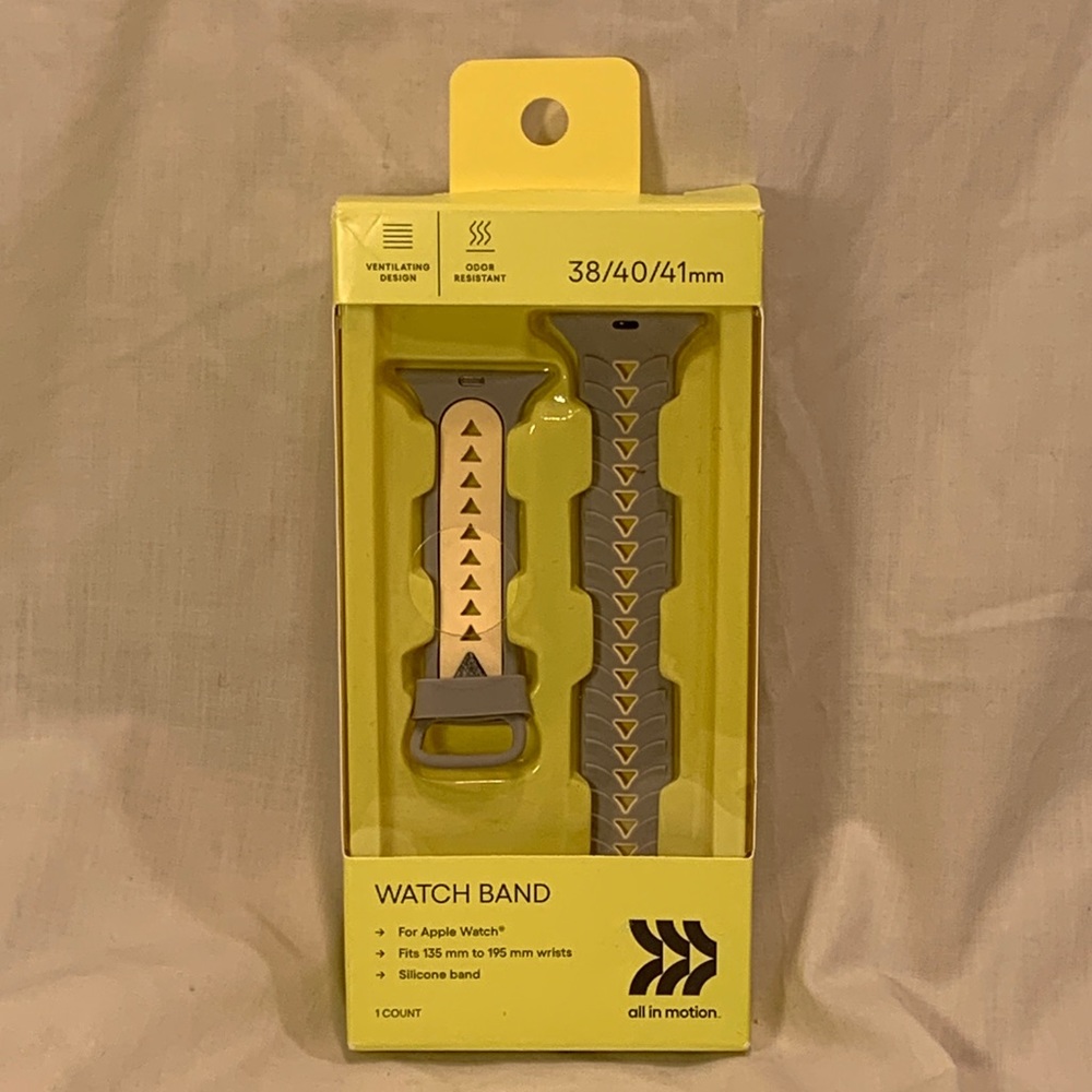 all in motion gray and yellow watch band for apple watch 42/44/45 MM, NIB